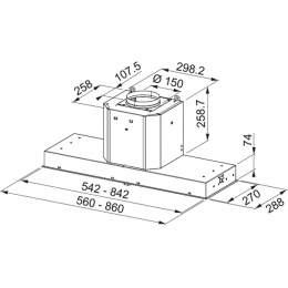 Вытяжка Franke FMY 608 BI BK 26866, полновстраиваемая, 56 см, 1050 м3/ч, нерж. сталь/черное стекло