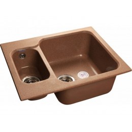 Мойка Granfest GF-S615K мрамор, врезная, 2 чаши, 612x495 мм, SKU 19469