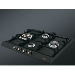 Варочная панель SMEG SR764AO 59 см, газовая, антрацит, 4 конфорки, чугунные решетки, G20, электроподжиг, 28073
