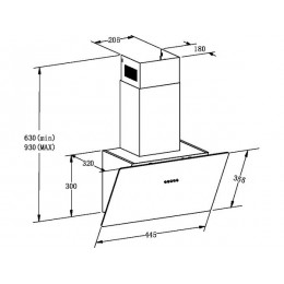 Вытяжка MEFERI AIRBOX45BK LIGHT, SKU 29380, черная, стекло, 650 м³/ч, 3 скорости