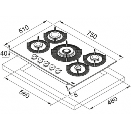 Варочная панель Franke FHMF 755 4G DC C WH design Dror (106.0541.753) газовая