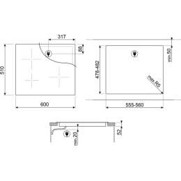 Варочная панель SMEG SI2641D 60 см, индукционная, стеклокерамика, 4 зоны, Touch Control, SKU 28088