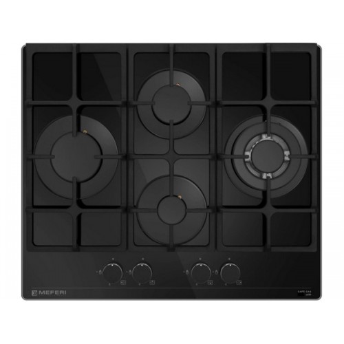 Варочная панель MEFERI MGH604BK GLASS ULTRA - газовая с стеклянной поверхностью, 60 см, черная