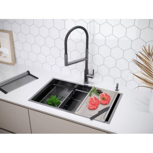 Мойка Paulmark Next-multi sink 74 uni PM787445-GM из вороненой стали - качество и стиль для вашей кухни