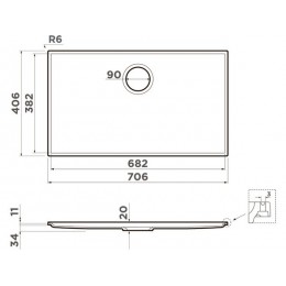 Мойка 34240 Omoikiri Kiten 70-INT WH Artceramic 706x406 мм