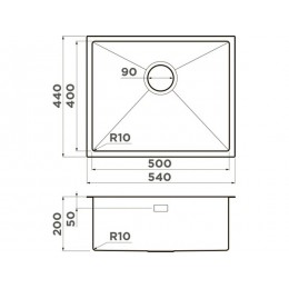 Мойка 34149 Omoikiri Taki 54-U/IF, нержавеющая сталь, 540x440x200 мм, для тумбы от 60 см.