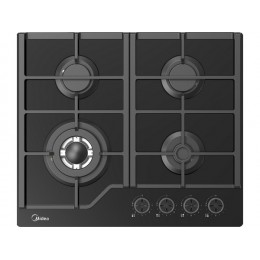 Варочная панель Midea MG697TGB газовая 60 см, черная, 4 конфорки, 30155
