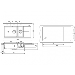 Мойка Florentina Россана 21355, кварц, 2 чаши, 1000х510 мм, песочный