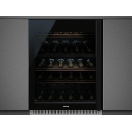 Винный шкаф SMEG CVI638LN3 60 см, черное стекло, 38 бутылок, 2 зоны, SKU 25963