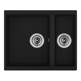 Мойка Longran Enigma 12366 555х460 мм, гранит, 2 чаши, врезная, для тумбы от 60 см.