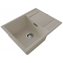Мойка Florentina Эстель 650 песочный, 1 чаша, кварц, крыло, перелив, SKU 30469
