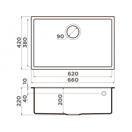 Мойка 34969 Omoikiri Tedori 66-U-SA Tetogranit 660x420 мм, подстольная