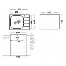 Мойка Ukinox Гранд GRM600.480 -GT6K -O, нержавеющая сталь, матовая, 600x480 мм, SKU 28869