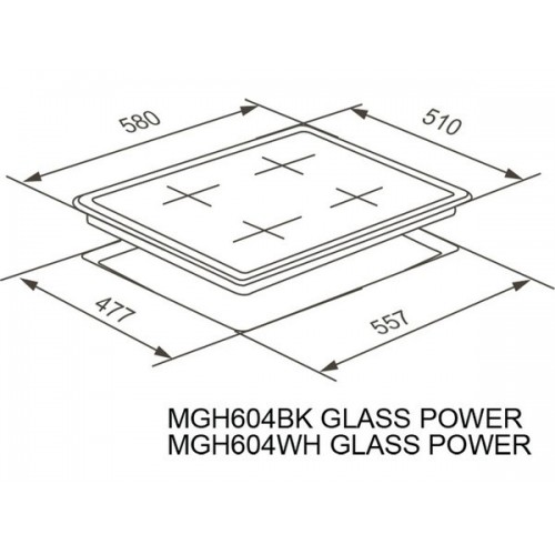 Варочная панель MEFERI MGH604WH GLASS POWER - Газовая плита с стеклянной поверхностью
