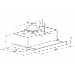 Вытяжка GRAUDE DHF 60.0 S, 7974, телескопическая, 550 м³/ч, нерж. сталь/черный