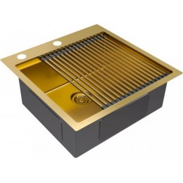 Мойка 25478 Paulmark Kroner-pro 51, врезная, нержавеющая сталь, брашированное золото, 510x510 мм