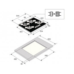 Варочная панель ASKO HG8640BGB1 газовая 64 см, 4 конфорки, черная, стеклокерамика, нержавеющая сталь, SKU 26578