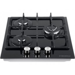 Варочная панель MAUNFELD 36280 газовая 3 конфорки, WOK, черная, стекло, 44 см