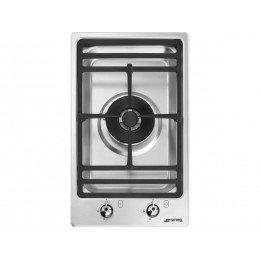 Варочная панель SMEG PGF31G2 газовая 31 см, 1 горелка, матовая нержавеющая сталь, чугунные решетки, автоэлектроподжиг, SKU 33682