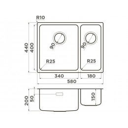 Мойка Omoikiri 34882 58-2-U/I-IN-L нержавеющая сталь 580x440 мм