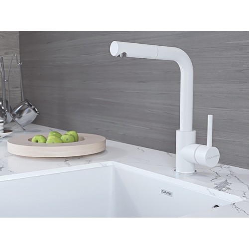 Смеситель Paulmark Kassel Ka214311-WH (431TW) - белый матовый для кухни и ванной комнаты