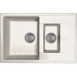 Мойка 21100 Dr.Gans Оливия 740К, 2 чаши, мрамор, врезная, белый