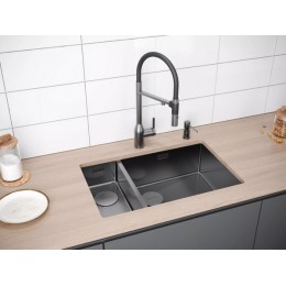 Мойка Paulmark 30914, 69x44 см, 2 чаши, нержавеющая сталь, универсальная установка