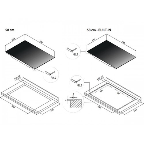 Варочная панель Falmec PIANO INDUZIONE BLACK MATT 58x51 индукционная