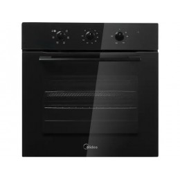 Духовой шкаф Midea MO37007GB, 60 см, черное стекло, 65 л, 6 режимов, 3000 Вт, механическое управление, таймер 10 ч, гриль.