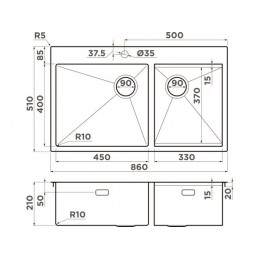Мойка Omoikiri Akisame 86-2 Side-LG нерж. сталь/светлое золото (4997048)