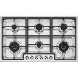 Варочная панель SMEG PGF962 газовая 87 см, 6 горелок, нержавеющая сталь, чугунные решетки, SKU 28140