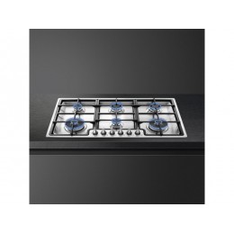 Варочная панель SMEG PGF962 газовая 87 см, 6 горелок, нержавеющая сталь, чугунные решетки, SKU 28140
