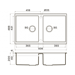 Мойка 34241 Omoikiri Kitagawa 83-2-U-WH Artceramic 836x488 мм подстольная белая