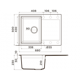Мойка 34946 Omoikiri Sakaime 68-BE Tetogranit 680x500 мм с крылом