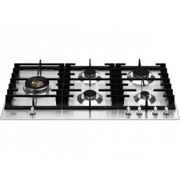 Газовая варочная панель Bertazzoni P905LMODX 90 см, нержавеющая сталь, 5 конфорок, чугунные решетки, SKU 10147