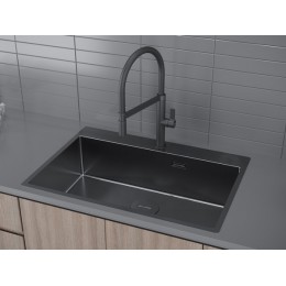 Мойка Kuchenstern WERK 80, врезная, нержавеющая сталь, 740x510 мм, SKU 30747