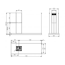 Вытяжка Falmec ELLE ISOLA 175, SKU 25050, LED 3000K, 800 м³/ч, 4 скорости, рециркуляция