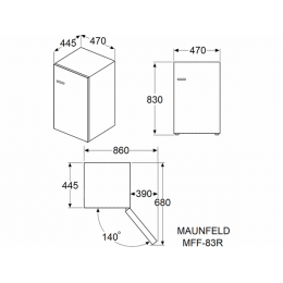 Холодильник MAUNFELD MFF83RR, 92 л, красный, A+, SKU 33353