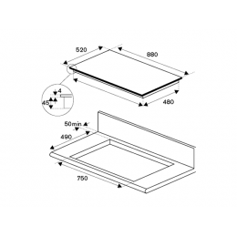 Варочная панель Bertazzoni P906IM3G5NE 90см, индукционная, черная, сенсорное управление, 15 уровней мощности, таймер, FlexiPlus, SKU 10157