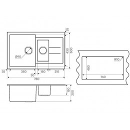 Мойка Kuchenstern PLAT 60-2 белый, 30857, акрил, 780x500 мм, врезная, 10 мм.