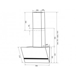 Вытяжка KRONA BRUNA 600 black S, SKU 25961, 1100 м3/ч, сенсорное управление