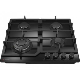 Варочная панель MEFERI MGH604BK 59 см, газовая, черная, стекло, 4 конфорки, SKU 29464