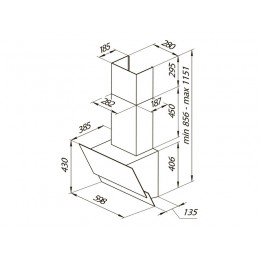 Вытяжка Kuppersberg F 601 BL, наклонная 60 см, 1300 м³/ч, черная, сенсорное управление, 3 скорости, 46 дБ, SKU 22065