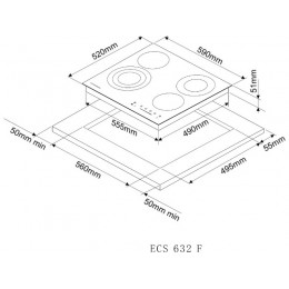 Варочная панель Kuppersberg ECS 632 F 59 см, черная, стеклокерамика, 6,7 кВт, SKU 24166