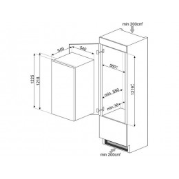 Холодильник Smeg S4C122E 55 см, 188 л, статическое охлаждение, 35 дБ, SKU 29681