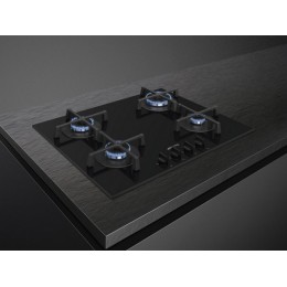 Газовая варочная панель SMEG PV264B 60 см, черная, стекло, 4 горелки, 33683