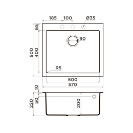 Мойка Omoikiri Bosen 57A-GB Artceramic/графит (4993818)