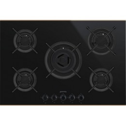 Варочная панель SMEG PV675CNR газовая 75 см, черная, 5 конфорок, стеклокерамика, SKU 28090