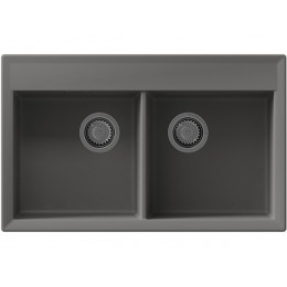 Мойка Florentina Тоскана 820 (SKU 27220), 2 чаши, кварц, перелив, 820x510 мм.