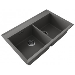 Мойка Florentina Тоскана 820 (SKU 27220), 2 чаши, кварц, перелив, 820x510 мм.